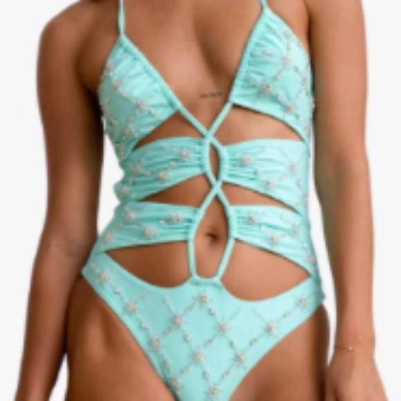 Palmer Luxe Crystal Embroidered Swimsuit - Picture 6 of 6